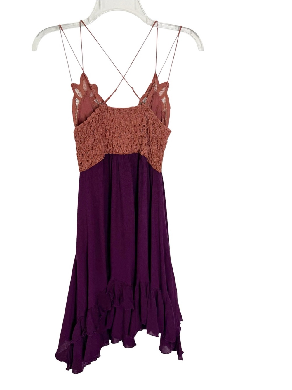 Free People Adella Boho Slip Mini Dress Copper Combo Size XS - Picture 6 of 12